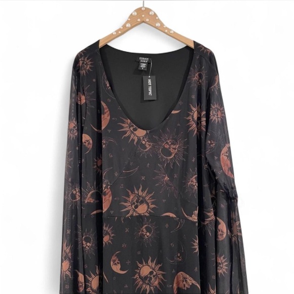 Cosmic Aura Celestial Skull Mesh Dress Plus Size 5 (26W-28W), Whimsigoth/Grunge - Picture 3 of 8